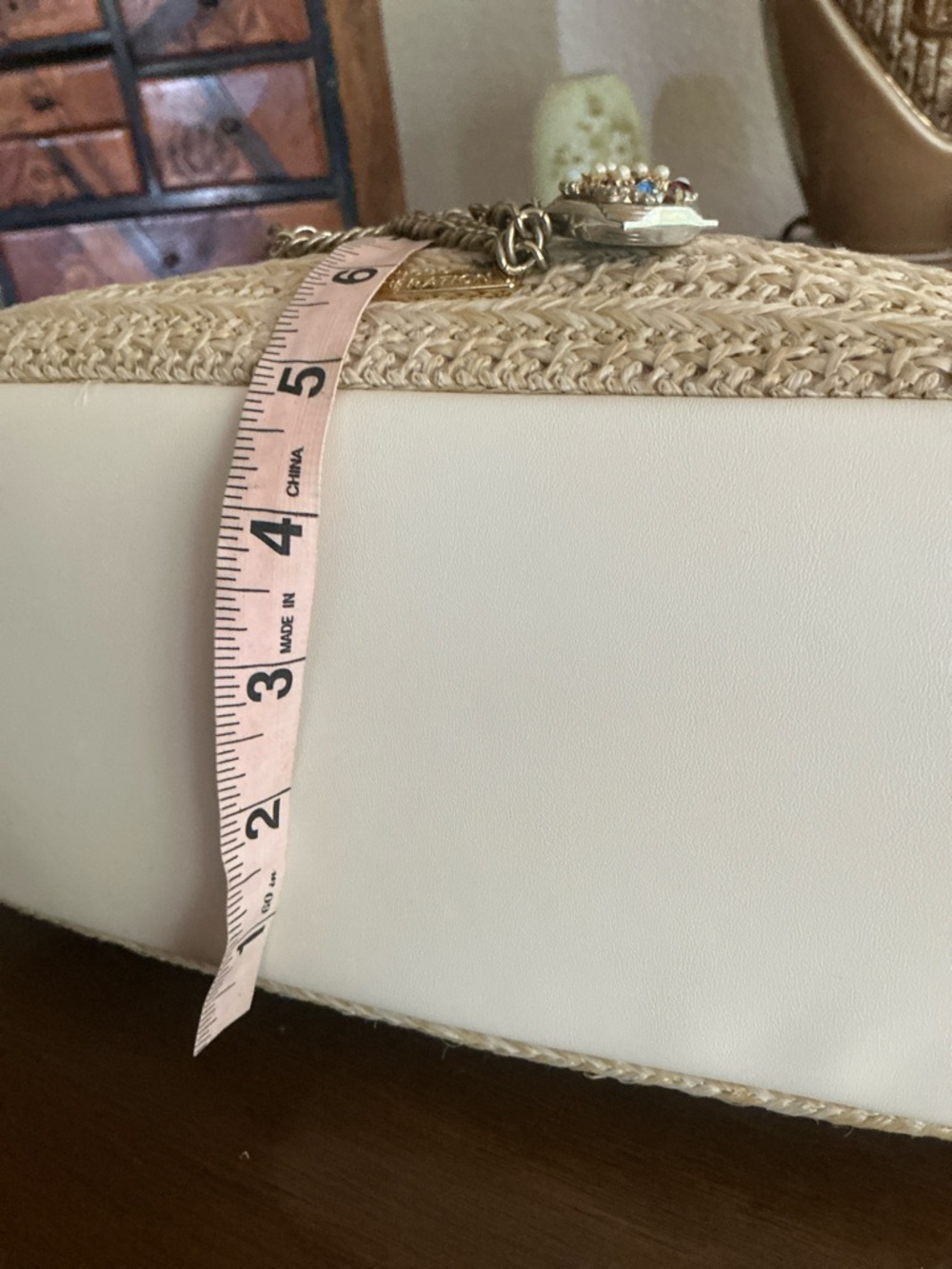 BCBGeneration Cream-Trim Straw Shoulder Bag with Pink Ice Cream Motifs - Picture 11 of 11